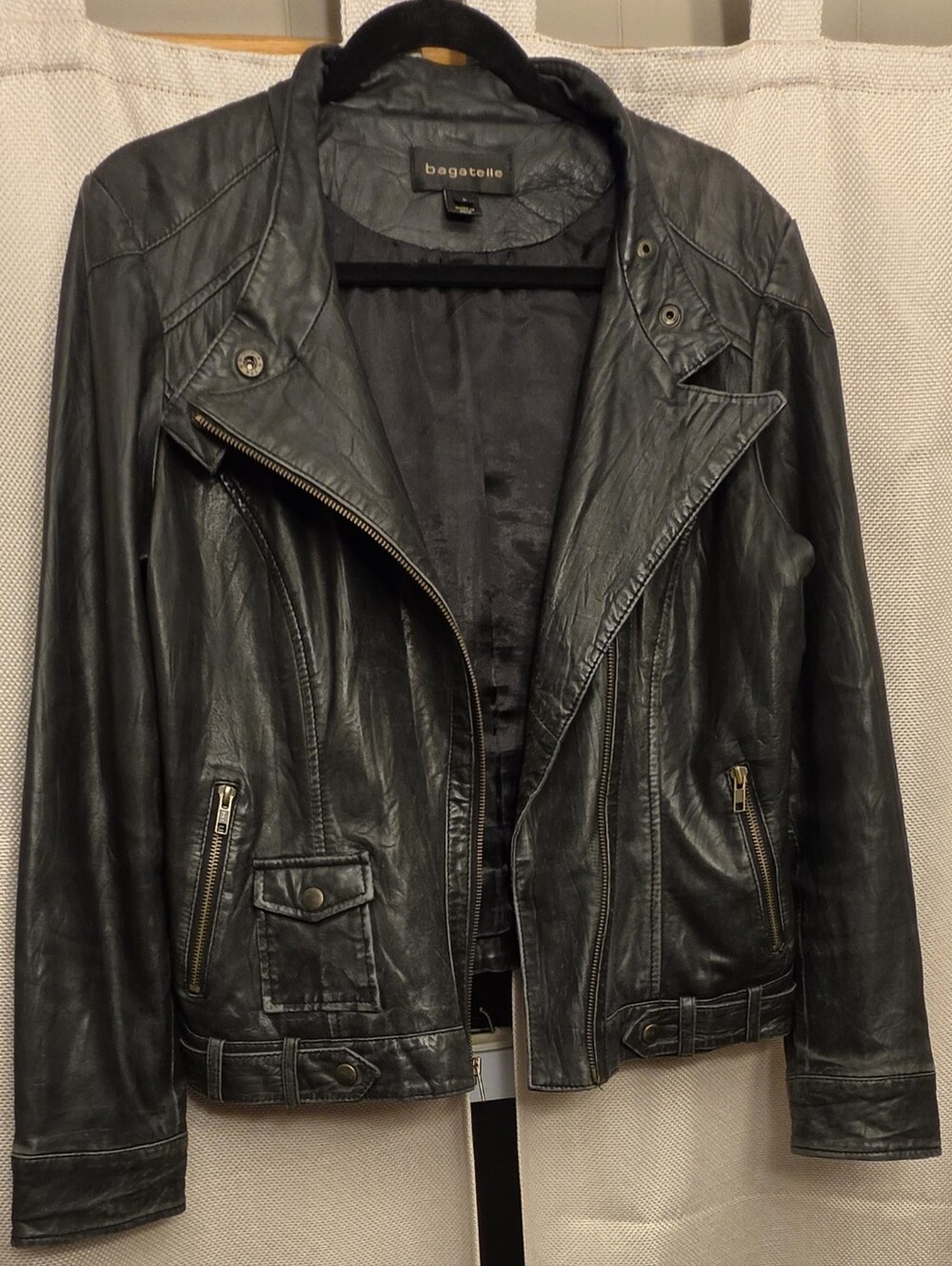 Women's Black Leather Moto Jacket